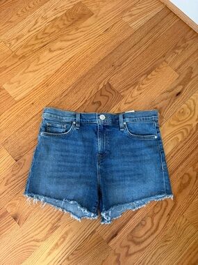 Hudson Jeans Medium Blue Frayed Hem Denim Shorts